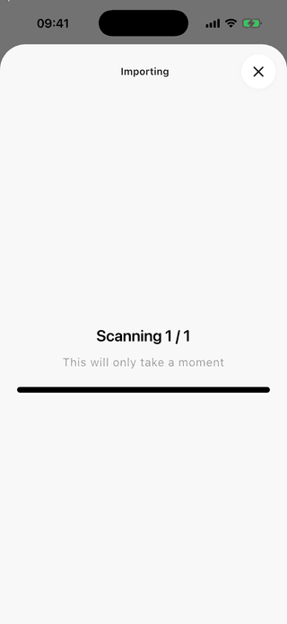 ScanKeeper scanning a selected batch of photos on the device